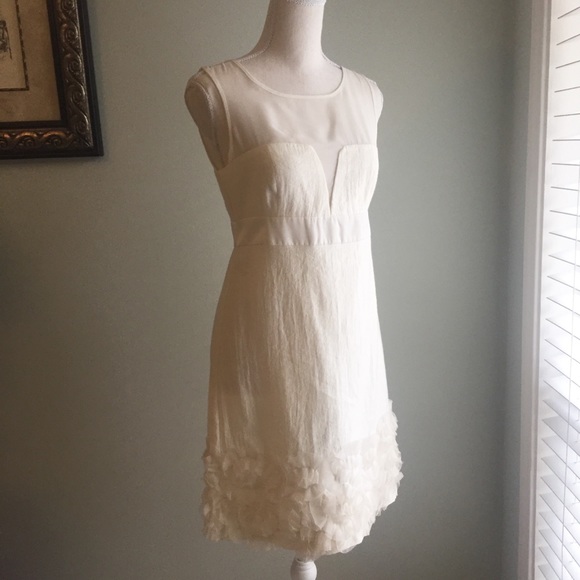 Max & Cleo Dresses & Skirts - Max & Cleo Dress Ivory Linen with Illusion
